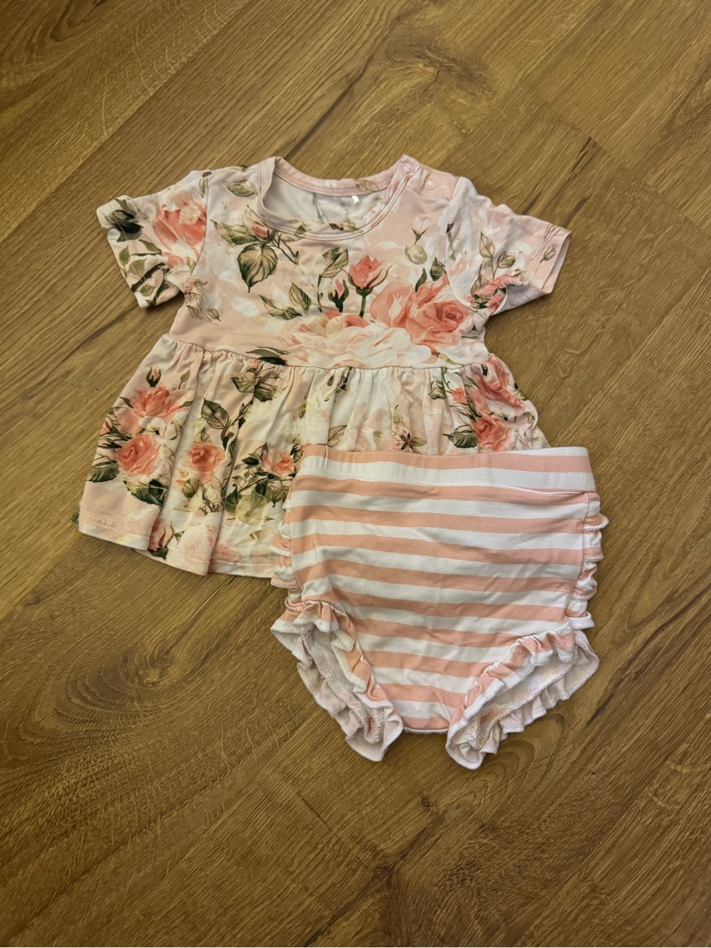 Posh Peanut Floral Baby Top & Striped Bummies Set